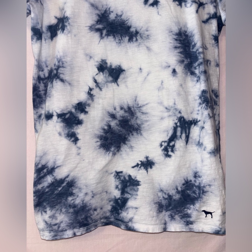 PINK Victoria's Secret Womens Tie-Dye Tee - Navy and White - Picture 4 of 7